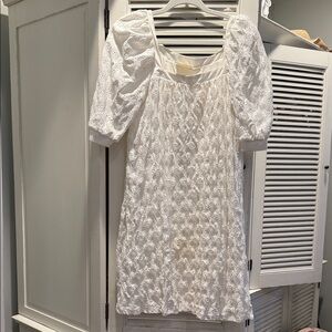 Maeve White Textured Puff Sleeve Dress Size S Excellent Condition Worn one time